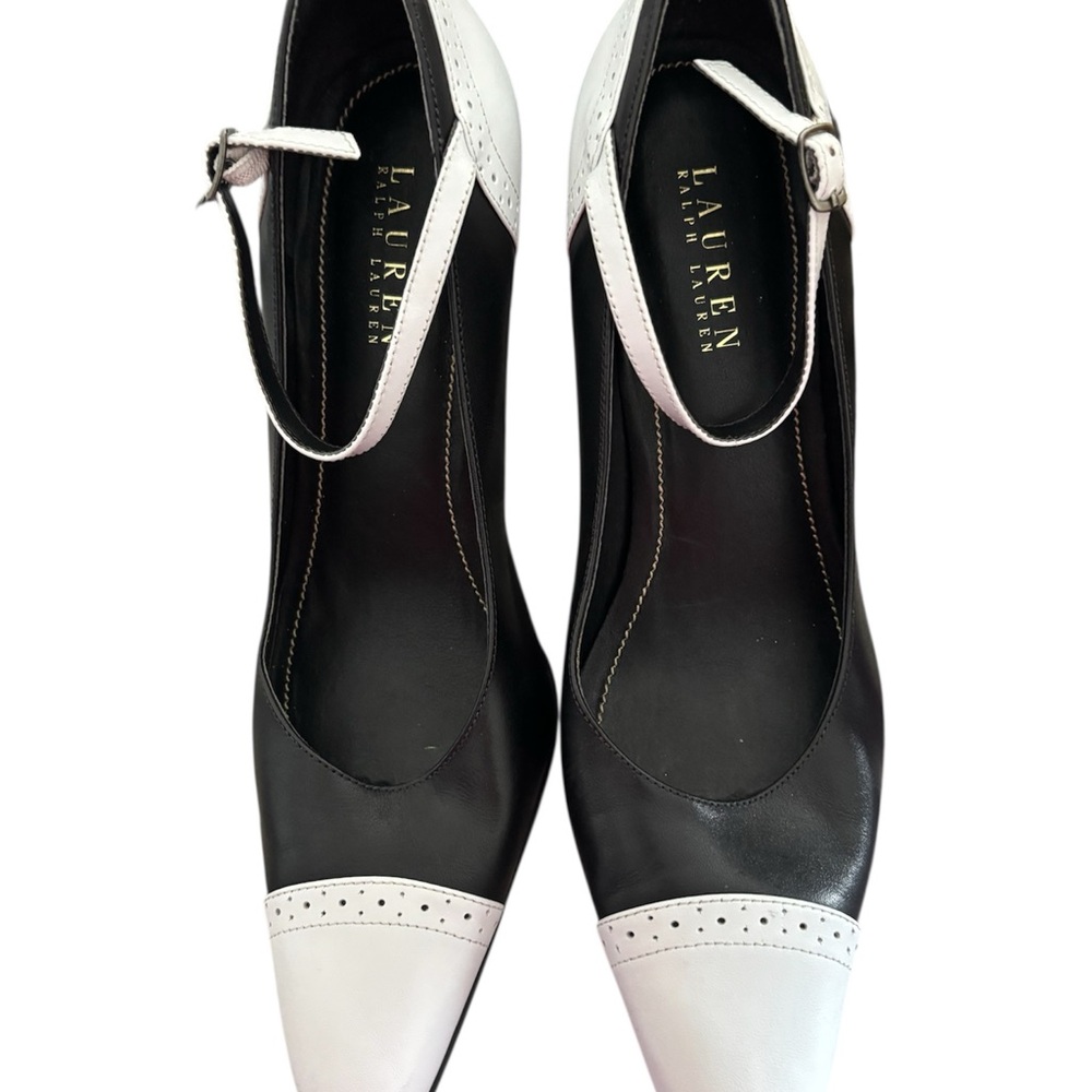 Lauren Ralph Lauren Black and White Heels with Brogue Details